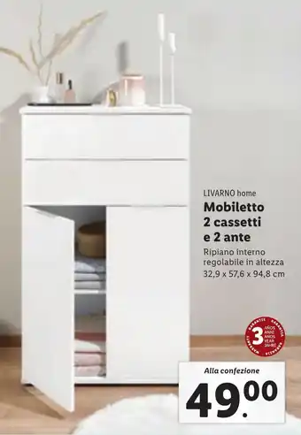 Lidl LIVARNO home Mobiletto 2 cassetti e 2 ante offerta