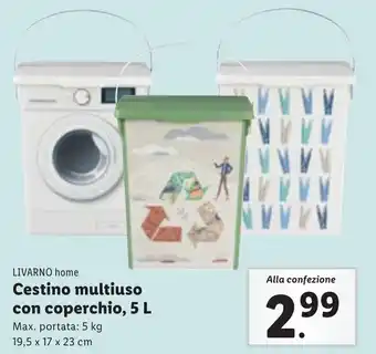 Lidl LIVARNO home Cestino multiuso con coperchio, 5 L offerta