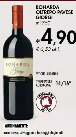 Bennet Giorgi Bonarda Oltrepo Pavese offerta