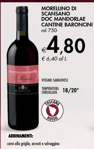 Bennet Morellino Di Scansano Doc Mandorlae Cantine Baroncini offerta