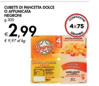 Bennet Negroni Pancetta offerta