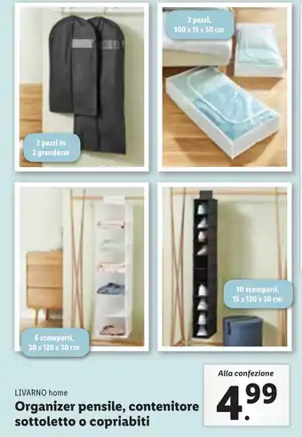 Lidl LIVARNO home Organizer pensile, contenitore sottoletto o copriabiti offerta