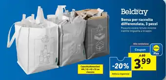 Lidl Beldray Borsa per raccolta differenziata, 3 pezzi offerta