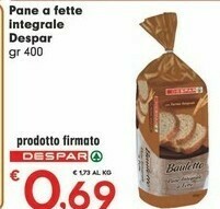 Despar Despar - Pane Integrale A Fette 400 G(ml) offerta