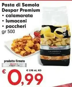 Despar Despar Premium Pasta Di Semola Calamarata offerta