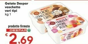 Despar Despar - Gelato Stracciatella, Caffè E Cacao 1000 G(ml) offerta