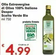 Despar Despar Olio Extravergine Di Oliva 100% Italiano Scelta Verde Bio offerta