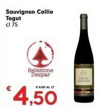 Despar Togut Collio Ribolla Gialla 750 G(ml) offerta