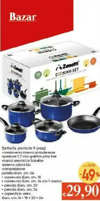 Galassia Zanetti Batteria Pentole 9 Pezzi offerta