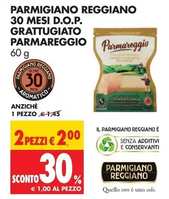 Tigros Parmareggio Parmigiano Reggiano 30 mesi D.O.P. Grattugiato 60g offerta