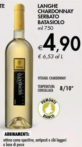 Bennet Langhe Chardonnay Serbato Batasiolo offerta