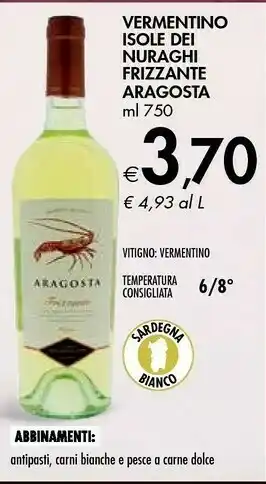Vermentino Isole Dei Nuraghi Frizzante Aragosta