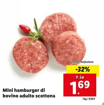Lidl Mini hamburger di bovino adulto scottona 180 g confezione offerta