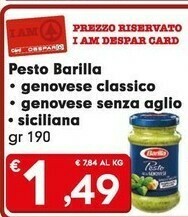 Despar Barilla I Pesti Alla Genovese Senza Aglio 190 G(ml) offerta