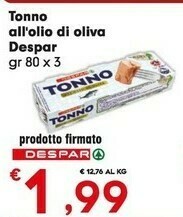 Despar Despar Tonno All'Olio Di Oliva offerta