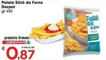 Despar Despar Patate Stick Da Forno offerta