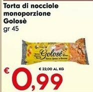 Despar Golose Torta Di Nocciole Monoporzione offerta