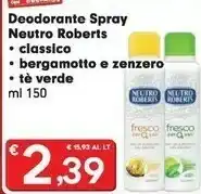 Despar Neutro Roberts Deodorante Spray Classico offerta