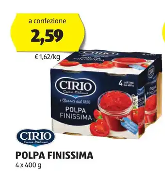 ALDI CIRIO POLPA FINISSIMA 4 x 400 g offerta