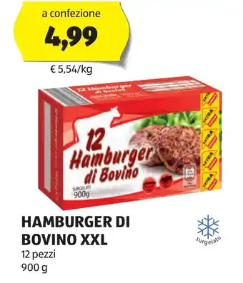 ALDI HAMBURGER DI BOVINO XXL 12 pezzi 900 g offerta