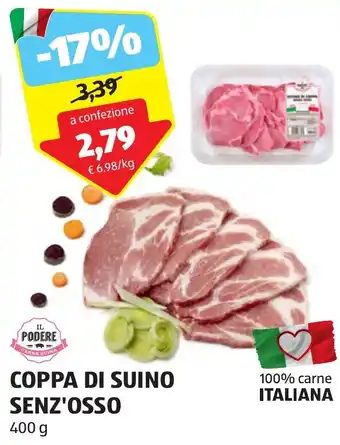 ALDI IL PODERE COPPA DI SUINO SENZ'OSSO 400 g offerta