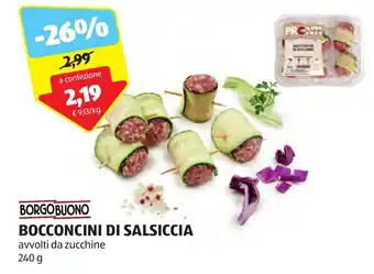 ALDI BORGOBUONO BOCCONCINI DI SALSICCIA avvolti da zucchine 240 g offerta