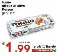Eurospar Despar Tonno All'olio Di Oliva 240 G offerta