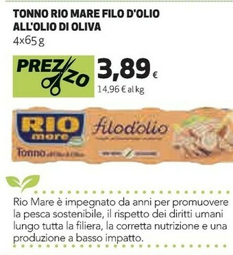 Coop Rio Mare Tonno All'Olio Di Oliva Filodolio offerta