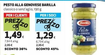 Coop Barilla Pesto Alla Genovese offerta