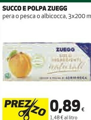 Coop Zuegg Succo E Polpa Di Albicocca 100% Naturale 200 G(ml) offerta