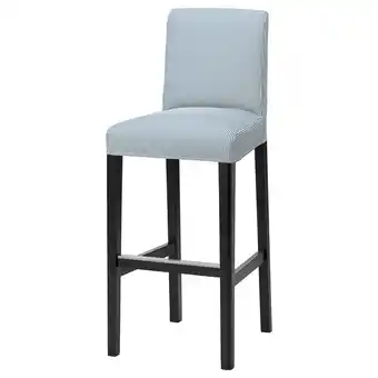 IKEA Bergmund sgabello bar con schienale, nero/rommele blu scuro/bianco, 75 cm offerta