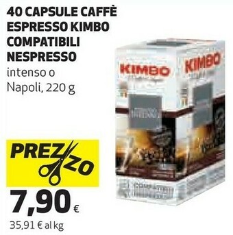 Coop Kimbo Nespresso 40 Capsule Caffe Espresso offerta