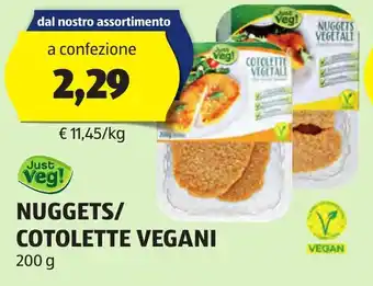 ALDI Just Veg! NUGGETS/ COTOLETTE VEGANI 200 g offerta