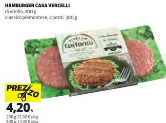 Coop Il Vitello Di Casa Vercelli - L'Hamburger Di Vitello 200 G(ml) offerta