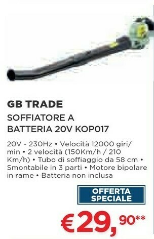 Coop Gb Trade Soffiatore A Batteria 20v Kopo17 offerta