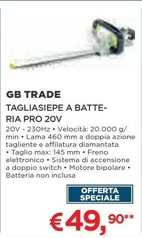 Coop Gb Trade Tagliasiepe A Batteria Pro 20v offerta