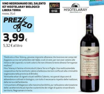 Coop Libera terra Vino Negroamamro Del Salento IGT offerta