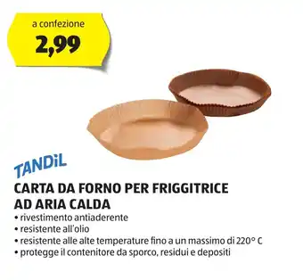ALDI TANDIL CARTA DA FORNO PER FRIGGITRICE AD ARIA CALDA offerta