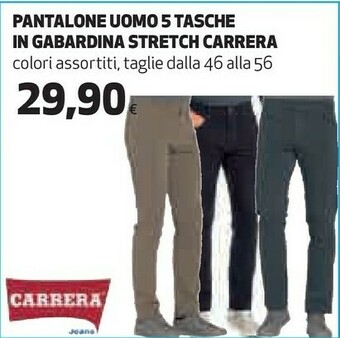 Coop Carrera Pantalone Uomo 5 Tasche In Gabardina Stretch offerta