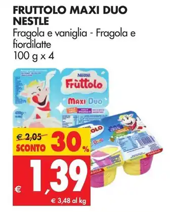 Tigros Nestlé Frùttolo Maxi Duo 100g x 4 offerta