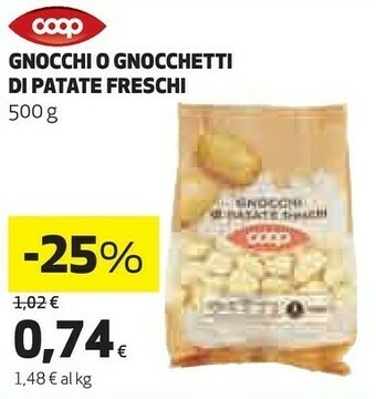 Coop Coop - Gnocchetti Di Patate Freschi 500 G(ml) offerta