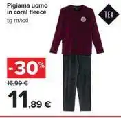 Carrefour Iper Pigiama uomo in coral fleece tg m/xxl offerta