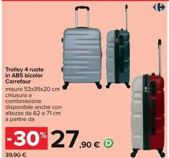 Carrefour Iper Trolley 4 ruote in ABS bicolor Carrefour offerta
