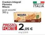 Carrefour Iper Crackers Integrali Fibrextra Misura gusti assortiti 385 g offerta