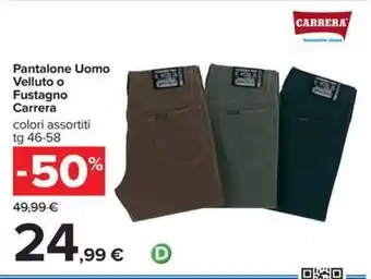 Carrefour Iper Pantalone Uomo Velluto o Fustagno Carrera offerta