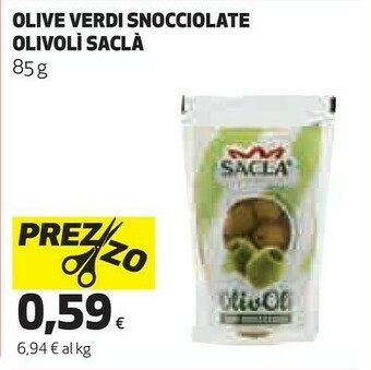 Coop Saclà Saclà - Biolivoli Olive Verdi Snocciolate 85 g(ml) offerta