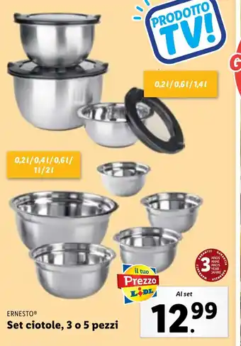 Lidl ERNESTO Set ciotole, 3 o 5 pezzi offerta