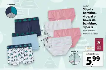 Lidl lupilu Slip da bambina, 4 pezzi o boxer da bambino, 3 pezzi offerta