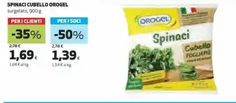 Coop Orogel Spinaci Cubello 900g offerta