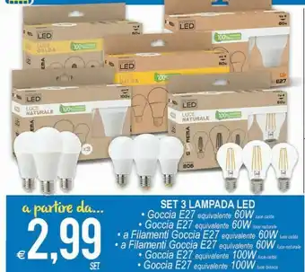 MD Discount Set 3 Lampada Led offerta